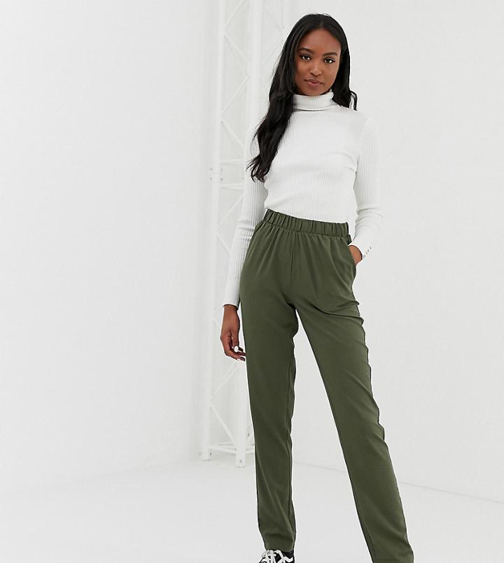 Noisy May Tall Textured Straight Leg Pants - Green