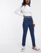 Signature 8 Mom Jeans With Reconstructed Waist-blue