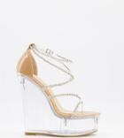 Simmi London Wide Fit Estefania Platform Wedge Heeled Sandals In Clear-neutral