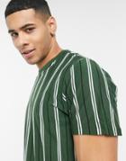 New Look Oversized T-shirt With Vertical Stripes In Dark Green