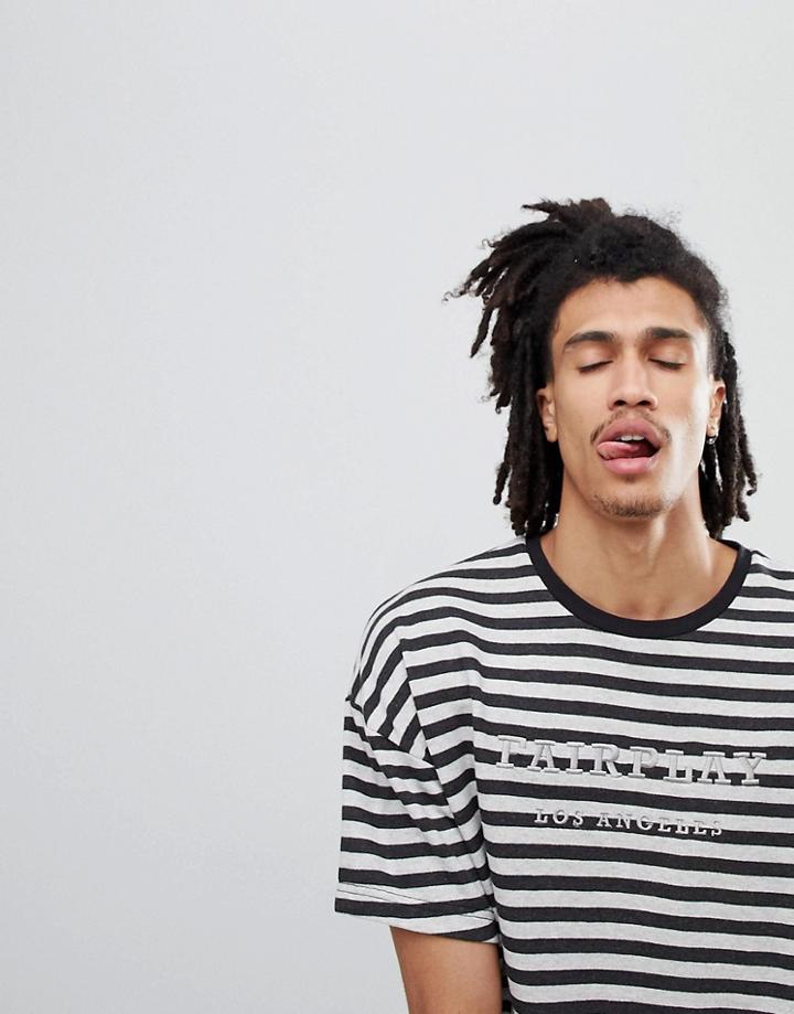 Fairplay Calvin Striped T-shirt With Logo - Black