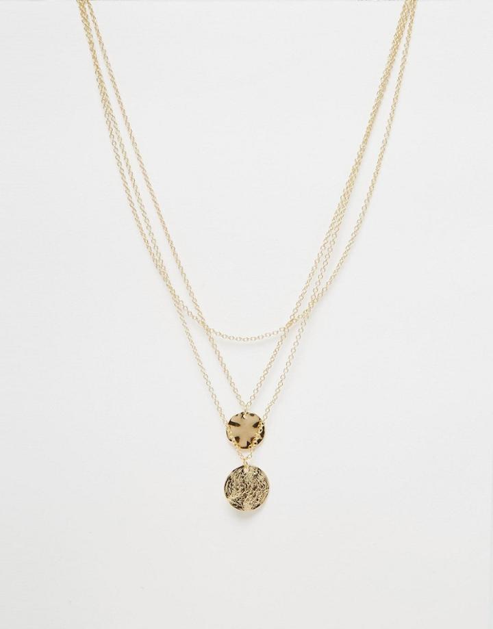 Asos Multirow Coin Necklace - Gold