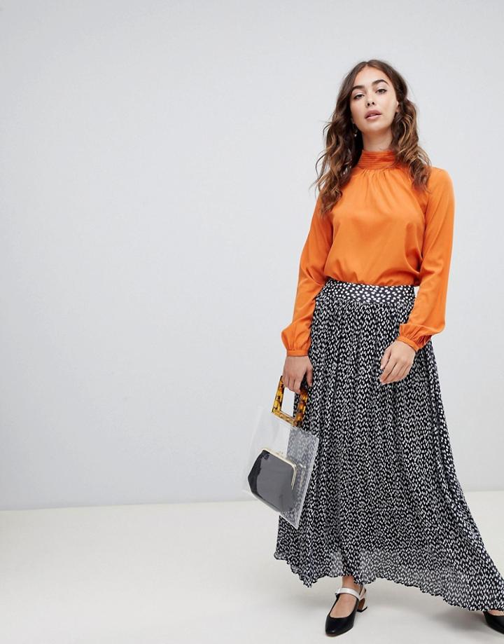 Lost Ink Pleated Midaxi Skirt In Leopard Print - Multi