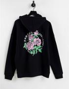Only & Sons Oversized Hoodie With Bouquet Back Print In Black