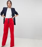 Asos Tall Wide Leg Pants With Zip Front - Red