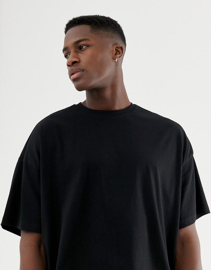 Asos Design Oversized T-shirt With Crew Neck-black