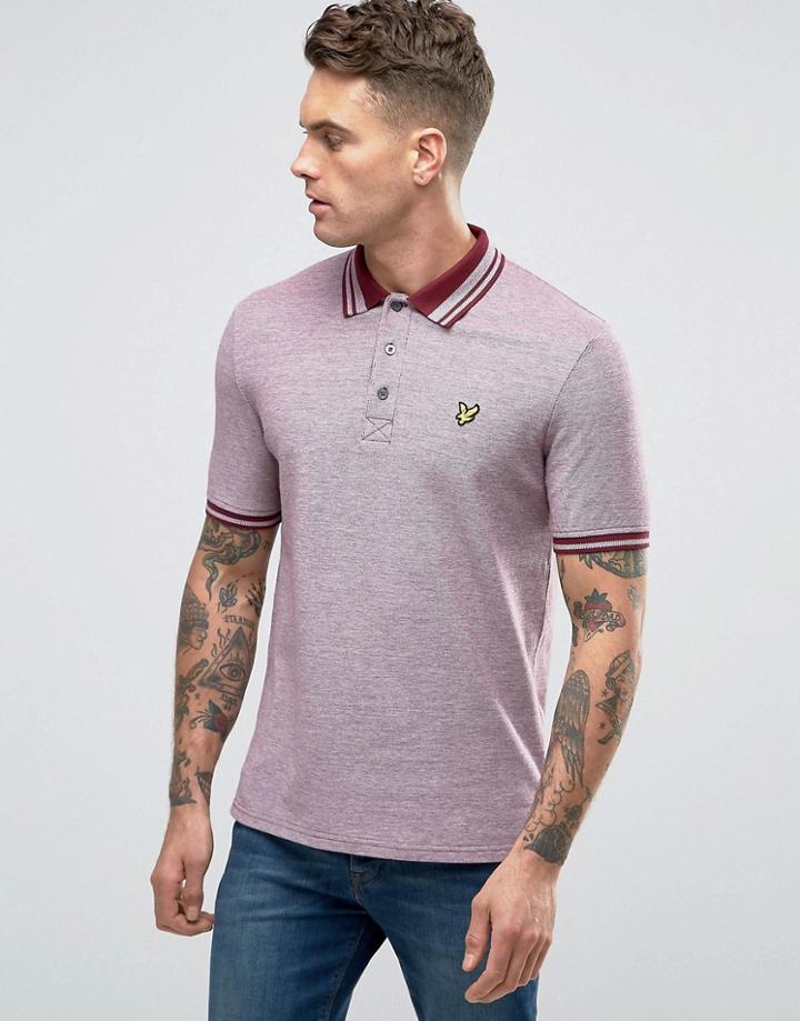 Lyle & Scott Oxford Pique Polo Eagle Logo In Burgundy - Red