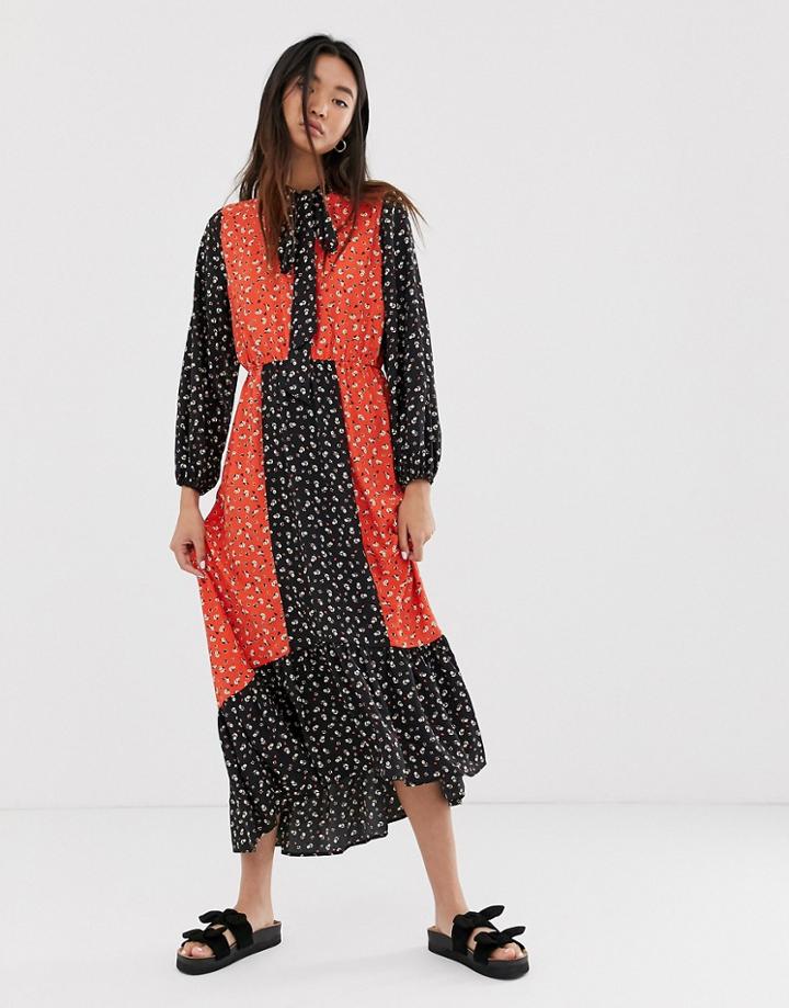 Only Maxi Dress In Mixed Floral Print-black