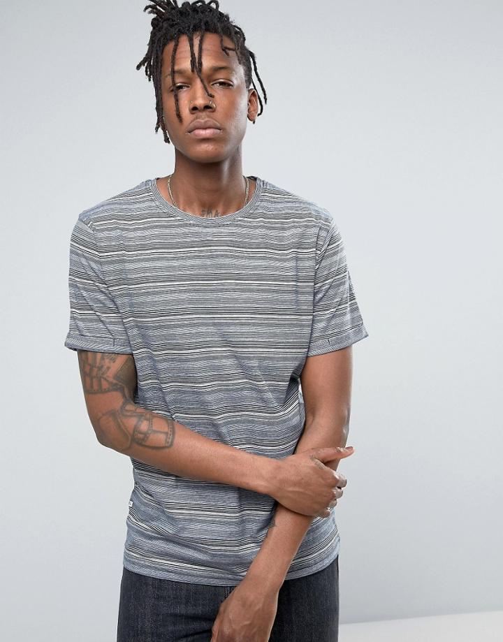 Redefined Rebel T-shirt In Multi Stripe - Navy