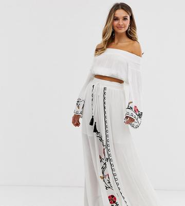 Violet Skye Embroidered Maxi Skirt In Cream