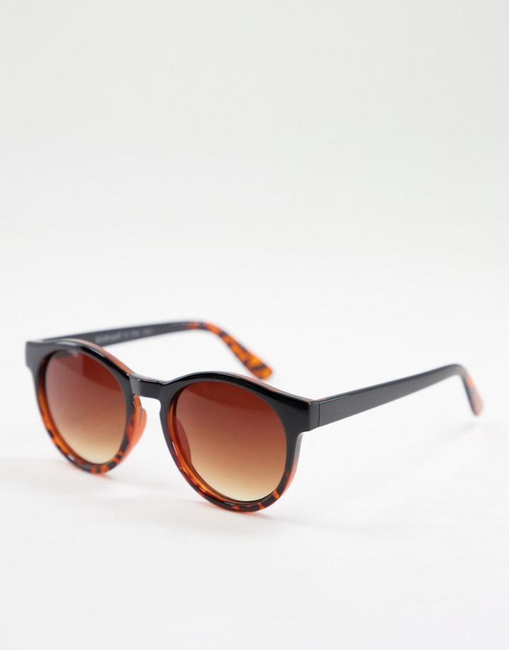 Aj Morgan Longwood Oversized Round Lens Sunglasses-black