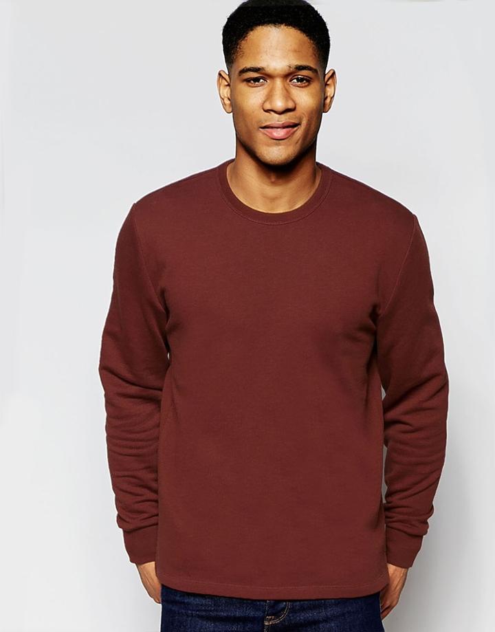 Asos Sweatshirt In Dark Red - Flame