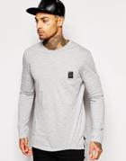 Religion Long Sleeve Top With Biker Sleeve Detail - Light Gray