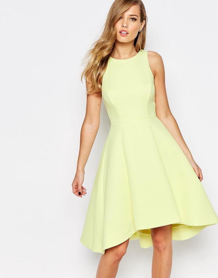 Coast Postella Textured Midi Dress - Lemon