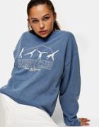 Topshop Energy Sweatshirt In Washed Blue