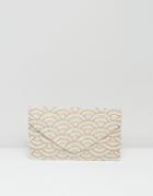 Clutch Me By Q Hand Beaded Pink And Gold Shell Clutch - Pink