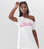 Asos Design Tall 'jetsetter' Off Shoulder Jersey Beach Tee Cover Up-white
