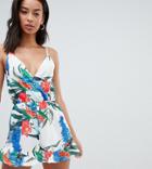 Parisian Tall Tropical Print Cami Romper - Multi