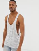 Asos Design Extreme Racer Back Tank In Gray Interest Fabric - Gray