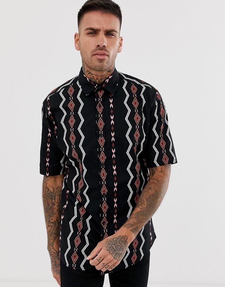 Jack & Jones Originals Printed Short Sleeve Shirt-black