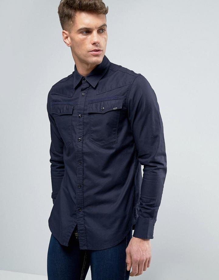 G-star 3301 Slim Fit Shirt Long Sleeve - Navy