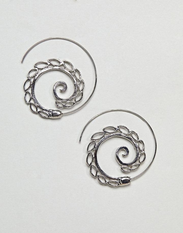 Asos Design Petal Pull Through Earrings - Silver