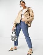 Na-kd Short Trench Coat In Beige-neutral