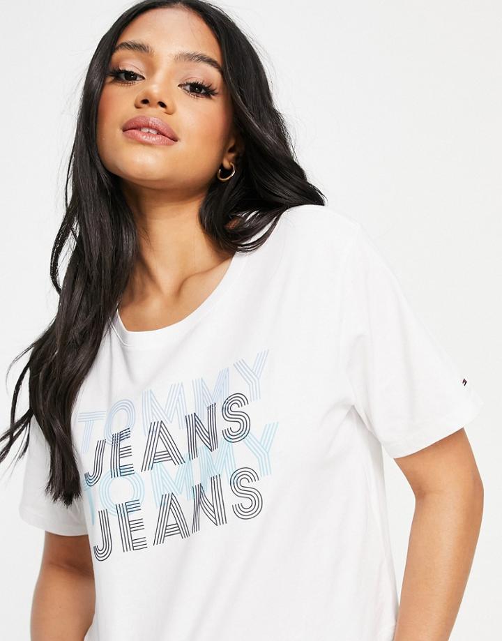 Tommy Jeans Overlap Logo T Shirt In White