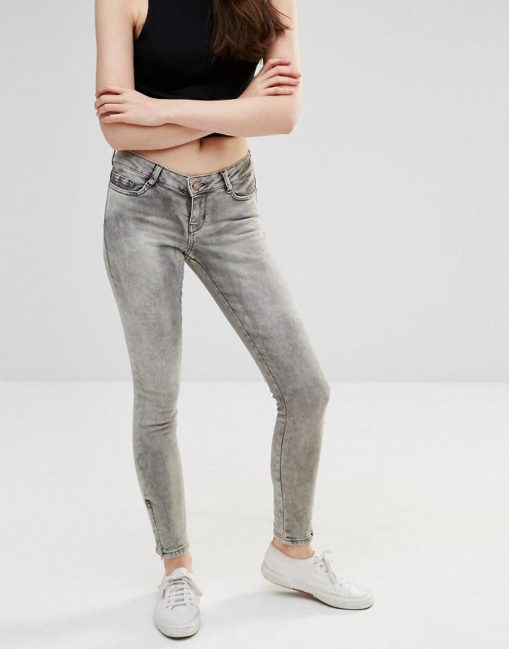 Noisy May Eve Super Slim Ankle Jeans - Medium Gray