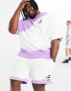 Asos Design Set Slim Shorts In Placement Wash With Mystic Print-purple