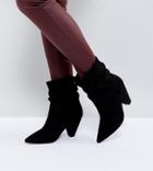 Asos Reeves Wide Fit Slouch Heeled Ankle Boots - Black