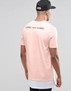Asos Super Longline T-shirt With 'sorry Not Sorry' Print And Contrast Hem - Potpourri