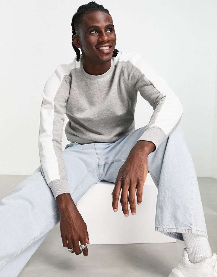 Le Breve Panel Sweatshirt In Light Gray-grey