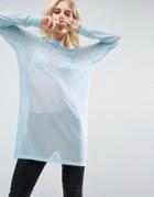 Story Of Lola Oversized Sweater With Cross Back - Blue