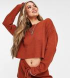 South Beach Exclusive Relaxed Coordinating Sweatshirt In Textured Knit In Rust