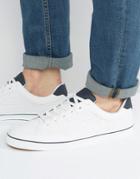 Pull & Bear Sneakers With Perforated Detail In White - White