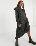 Violet Romance High Neck Midaxi Smock Dress In Ditsy Floral Print-multi