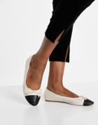 Truffle Collection Ballet Flats With Toe Cap In Cream-white