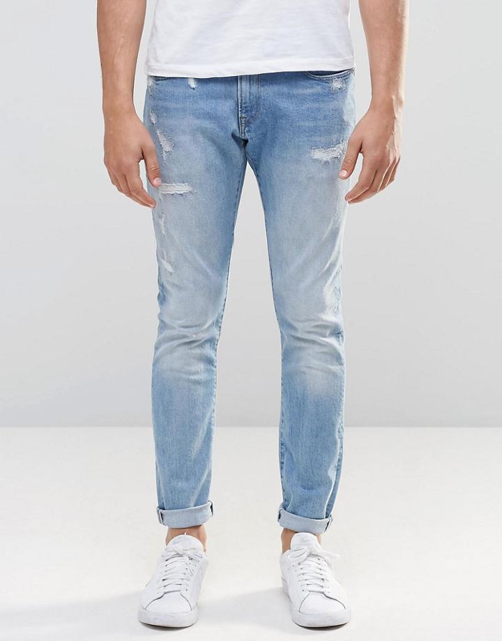 G-star 3301-a Super Slim Jeans Distressed Repair Light Aged - Lt Aged Restored 46