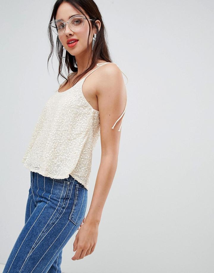 Stradivarius Sequin Cami - Beige