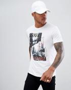 Armani Exchange Slim Fit Cityscape Print T-shirt In White - White