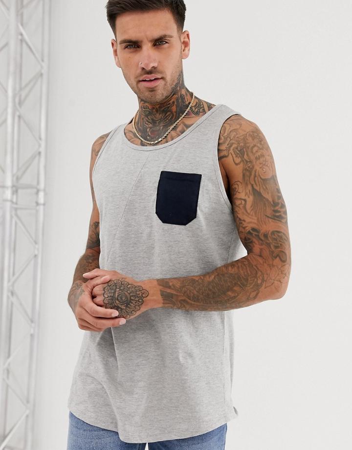 Le Breve Contrast Pocket Tank-multi