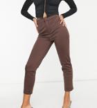 Asyou Ankle Crop Cigarette Pants In Brown