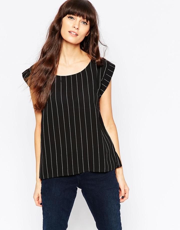 Minimum Striped Boxy Top - 999 Black