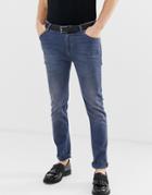 Asos Design Skinny Jeans In Smokey Blue