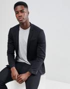 Asos Design Super Skinny Blazer In Black Jersey - Black