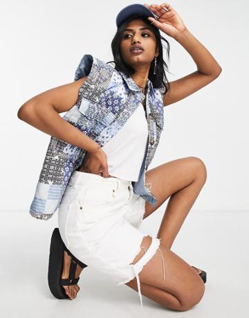 Object Patchwork Vest In Blue