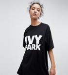Ivy Park Overszied Logo T-shirt In Black - Black