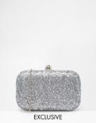 Chi Chi London Box Clutch Bag In All Over Gray Sequin - Gray Glitter