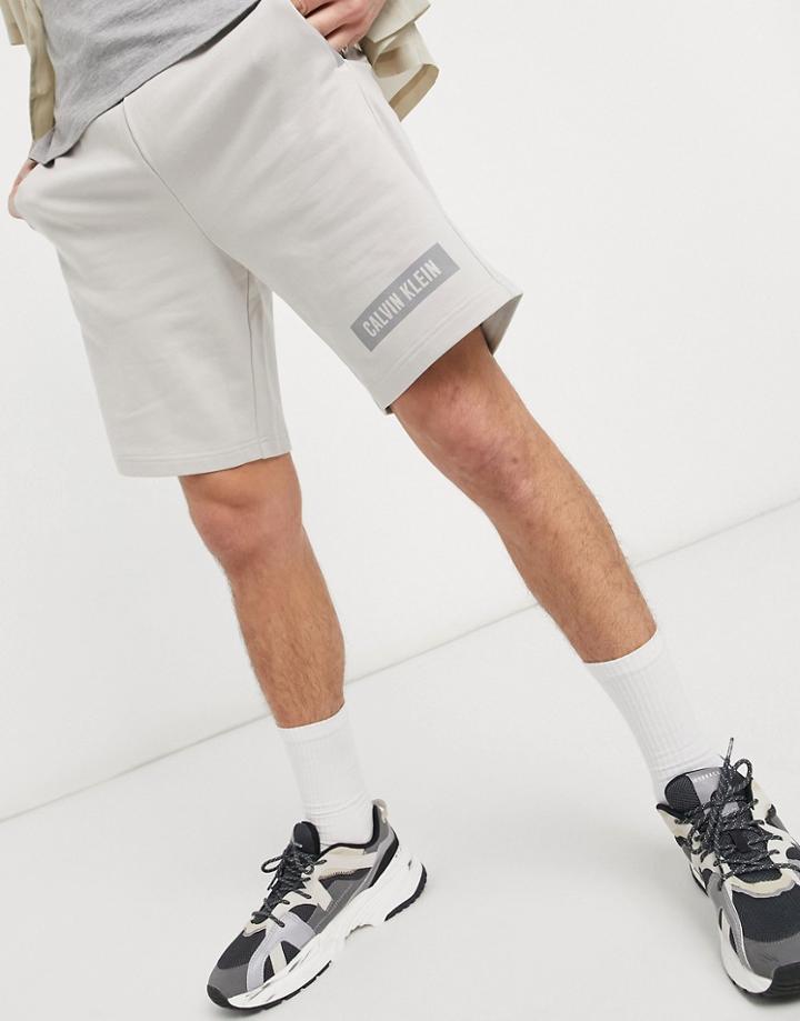 Calvin Klein Performance Front Logo Sweat Shorts In Cloud Nine Gray-grey